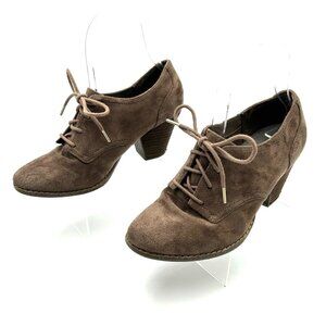 Dr. Scholl’s Cheer Lace-Up Ankle Bootie Block Heel Light Brown Suede US 6 M